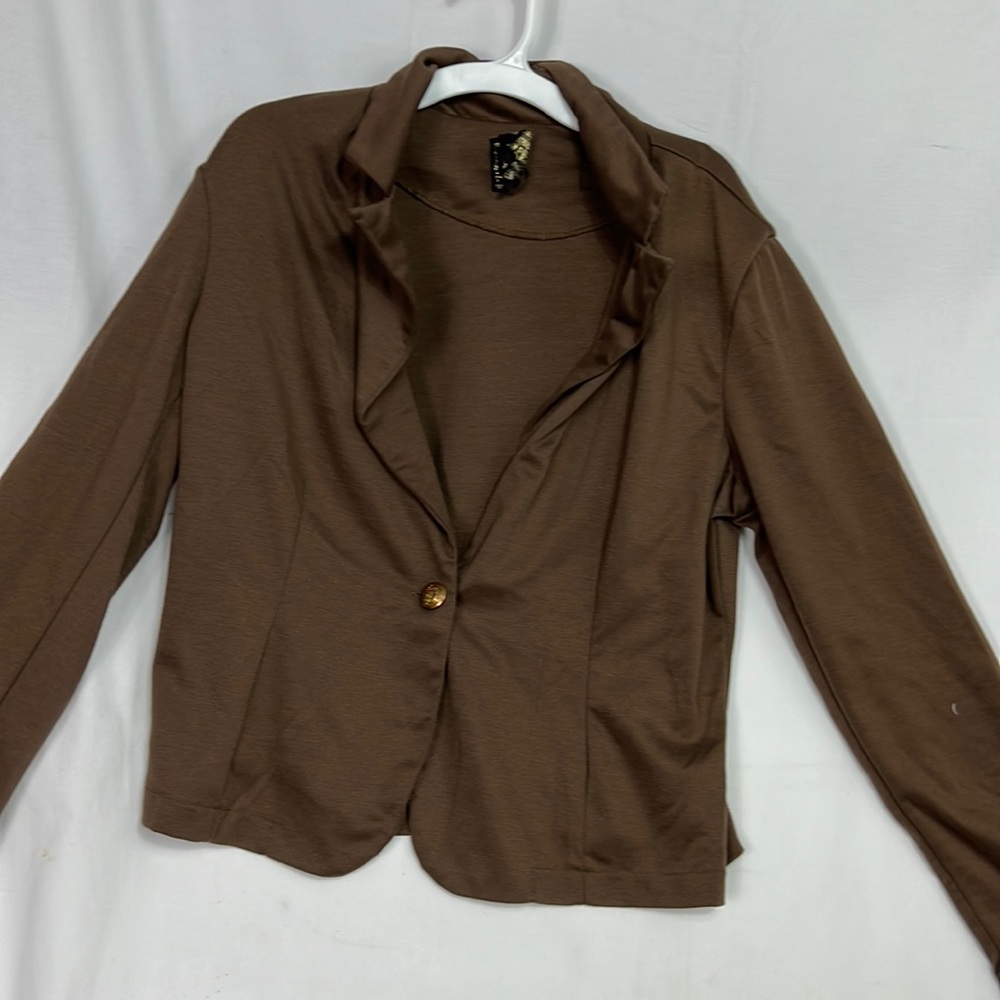 #0961 C’esttoi Authentic Brand Brown Button-Up Blazer | Size: XL
